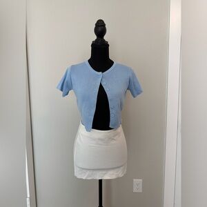 Sky Blue Knit Short Sleeve Cardigan
